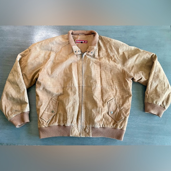 Vintage Brown Leather Bomber Jacket Coat Phase 2 2XL - Picture 1 of 14